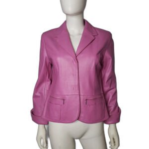 i.e. Petite Pink Leather Jacket Womens Size PL